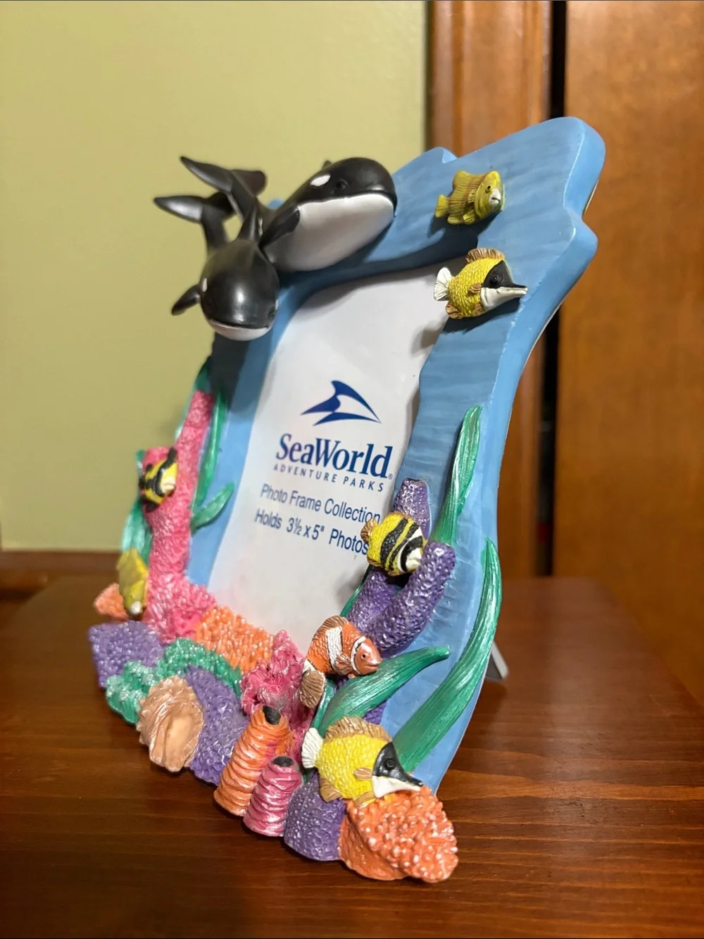 SeaWorld Blue Ocean Dolphin Photo Frame-Holds 3 1/2 x 5” Photo